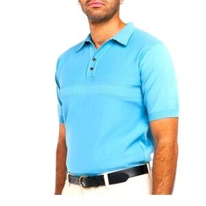 Bogey Boys Men’s Knit Polo Shirt Size XL Blue New Slim Fit